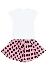 Denokids Polka Dot Cheetah Girl's Summer T-shirt Pink Skirt Set - Image 4