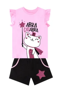 Denokids Abra Catabra Frilly Girl's Summer T-Shirt Shorts Set - Image 3