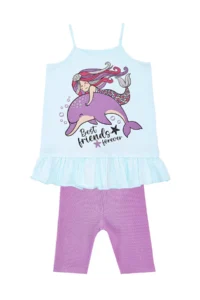 Denokids Best Friends Girl's Strappy Summer Tunic T-shirt Tights Set - Image 3
