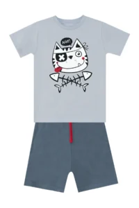Denokids Ahoy Kedi Boys' Summer T-Shirt Shorts Set - Image 3