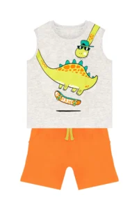 Denokids Skateboard Dino Boy's Summer Sleeveless T-shirt Shorts Set - Image 3