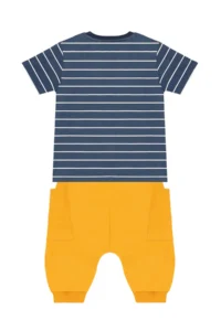 Denokids Striped Sailor Dino Boy's Summer T-shirt Capri Shorts Set - Image 4