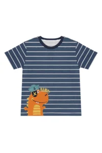 Denokids Striped Sailor Dino Boy's Summer T-shirt Capri Shorts Set - Image 5