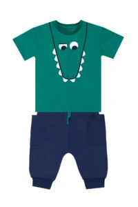 Denokids Funny Crocodile Boy Summer T-shirt Pocket Capri Shorts Set - Image 3