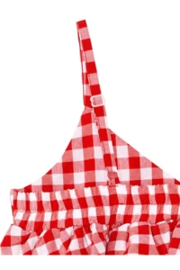 Denokids Cat Girl's Red Plaid Ruffle Strap Dress - Image 7