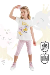 Denokids Ballerina Animals Ruffle Polka Dot Girl's Summer T-shirt Tights Set