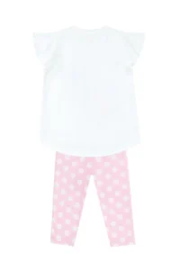 Denokids Ballerina Animals Ruffle Polka Dot Girl's Summer T-shirt Tights Set - Image 4