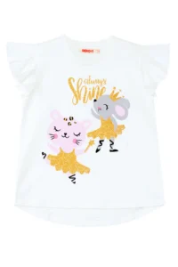 Denokids Ballerina Animals Ruffle Polka Dot Girl's Summer T-shirt Tights Set - Image 5