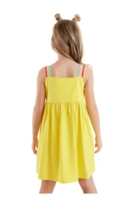 Denokids Arı Girl's Strappy Frilled Yellow Summer Dress - Image 2