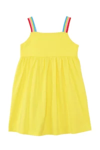 Denokids Arı Girl's Strappy Frilled Yellow Summer Dress - Image 4