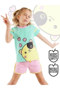 Denokids Kalpli Girls' Summer T-Shirt Shorts Set