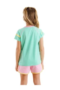 Denokids Kalpli Girls' Summer T-Shirt Shorts Set - Image 2