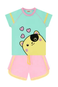 Denokids Kalpli Girls' Summer T-Shirt Shorts Set - Image 3