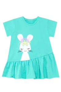 Denokids Sea Rabbit Girl's Summer Frilly T-shirt Tights Set - Image 5