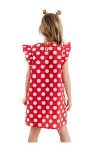 Denokids Cat Girl's Dress Poplin Red Polka Dot Summer Poplin Dress - Image 2