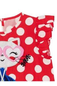 Denokids Cat Girl's Dress Poplin Red Polka Dot Summer Poplin Dress - Image 6