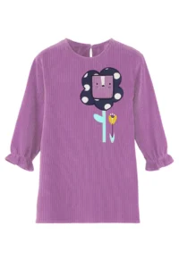 Denokids Floral Girls' Lilac Velvet Dress - Image 3