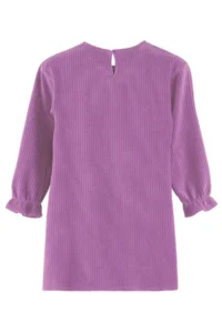 Denokids Floral Girls' Lilac Velvet Dress - Image 4