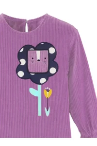 Denokids Floral Girls' Lilac Velvet Dress - Image 5
