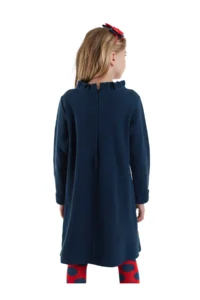 Denokids Gelincik Girls' Navy Blue Dress - Image 2