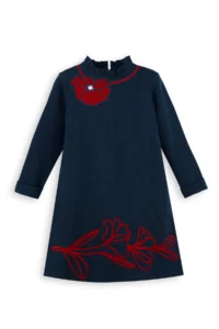 Denokids Gelincik Girls' Navy Blue Dress - Image 3