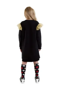 Denokids Simli Kedi Girls' Black Dress - Image 2