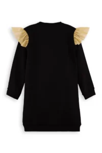 Denokids Simli Kedi Girls' Black Dress - Image 4
