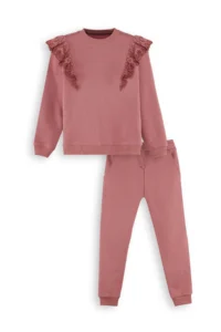 Denokids Frilly Girls' Dusty ROSE Tracksuit - Image 3
