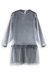 Denokids Leopard with pocket Girls' Gray Velvet Dress - Image 4