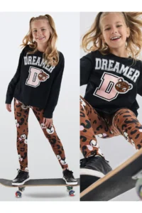 Denokids Leopard Girls' T-Shirt Leggings Set