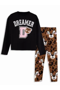 Denokids Leopard Girls' T-Shirt Leggings Set - Image 3
