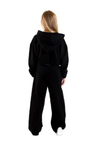 Denokids Stars Girls' Crop Black Tracksuit Set - Image 2