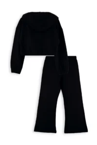 Denokids Stars Girls' Crop Black Tracksuit Set - Image 4