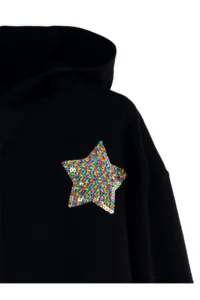 Denokids Stars Girls' Crop Black Tracksuit Set - Image 5