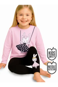Denokids Polka Dot Rabbit Girls' T-Shirt Leggings Set