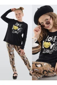 Denokids Love Girls' T-Shirt Leggings Set