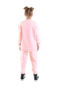 Denokids Striped Dostlar Girls' Pink Tracksuit Set - Image 2