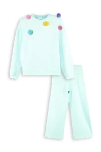 Denokids Girls' with pompom MINT Tracksuit - Image 3