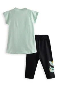Denokids Polka Dotted Kaplan Girls' T-Shirt Leggings Set - Image 4
