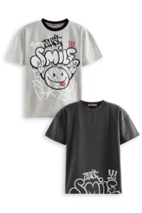 Denokids Just Smile Boys' 2 Sets Paket T-Shirt - Image 3
