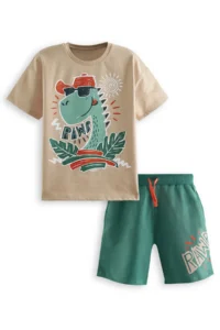 Denokids Summer Dino Boys' T-Shirt Shorts Set - Image 3