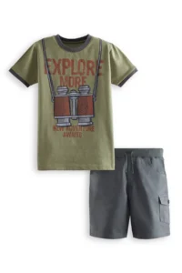 Denokids Explore Boys' T-Shirt Gabardine Shorts Set - Image 3