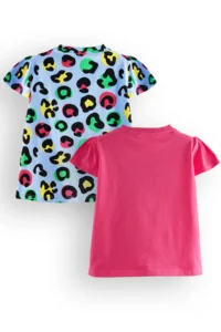 Denokids Girls' Black Leopard 2 Sets Paket T-Shirt - Image 4