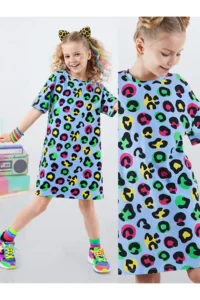 Denokids Leopard Girls' Oversized Dress