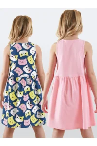 Denokids Sevimli Kediler Girls' 2 Sets Dress - Image 2