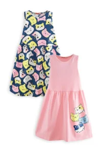 Denokids Sevimli Kediler Girls' 2 Sets Dress - Image 4
