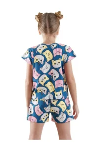 Denokids Sevimli Kediler T-Shirt Shorts Set - Image 2