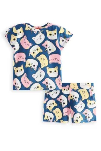 Denokids Sevimli Kediler T-Shirt Shorts Set - Image 3