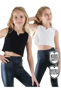 Denokids Girls' Black WHITE Crop Tank Top 2 Sets Set