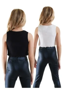 Denokids Girls' Black WHITE Crop Tank Top 2 Sets Set - Image 2